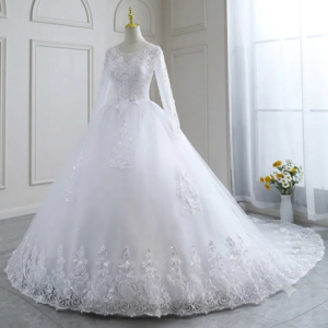 Elegant Bridal Long Dress – Princess Style Wedding Gown
