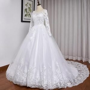 Elegant Bridal Long Dress – Princess Style Wedding Gown