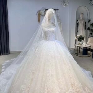 Elegant Bridal Long Dress – Princess Style Wedding Gown